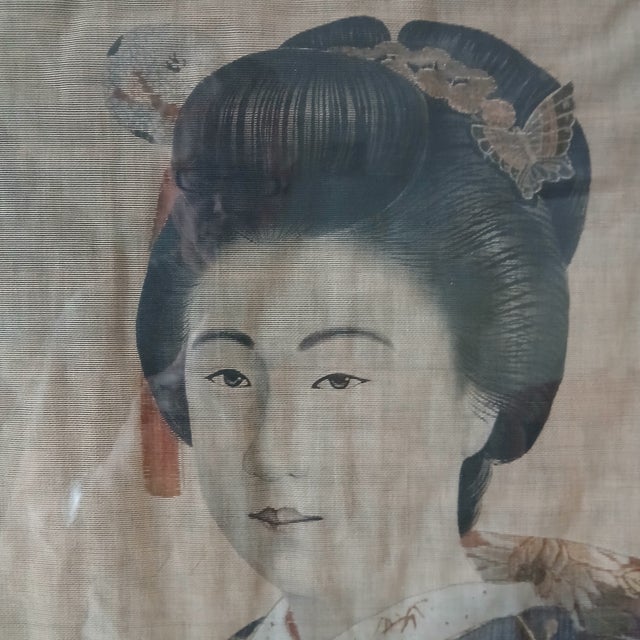 Japanese 18th-19th Century Large Japanese Portrait on Silk -Geisha -Exhibited at the Art Institute of Chicago For Sale - Image 3 of 4