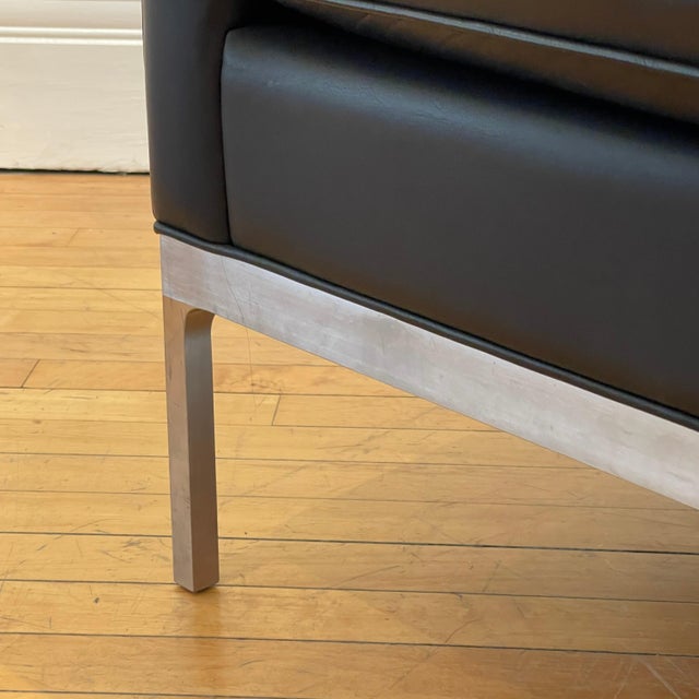 Nicos Zographos 1970s Nicos Zographos Limited Leather & Stainless Steel Club Chairs - A Pair For Sale - Image 4 of 6