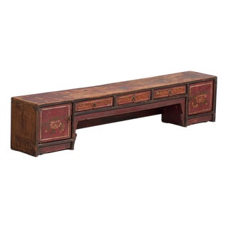 Antique Red TV Cabinet with Floral Details, 1900 For Sale