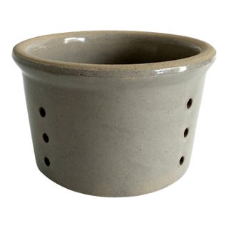 Vintage French Stoneware Faisselle Strainer Bowl For Sale