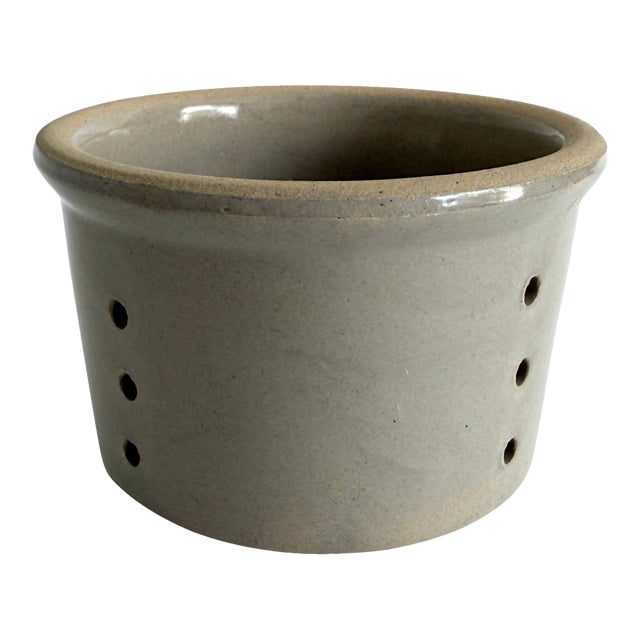 Vintage French Stoneware Faisselle Strainer Bowl For Sale