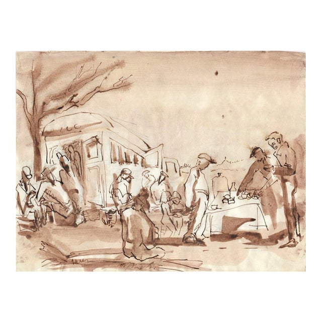 1955 Marianna Van Rossen Hoogendyk MCM Watercolor For Sale