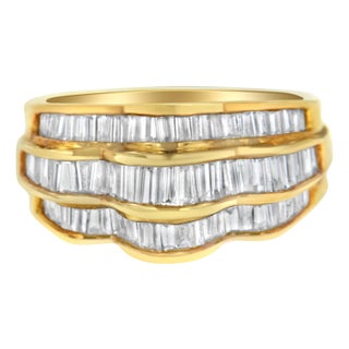 14KT Yellow Gold Diamond Multi-Row Band Ring (1 1/4 cttw, H-I Color, SI1-SI2 Clarity) - Size 7 For Sale