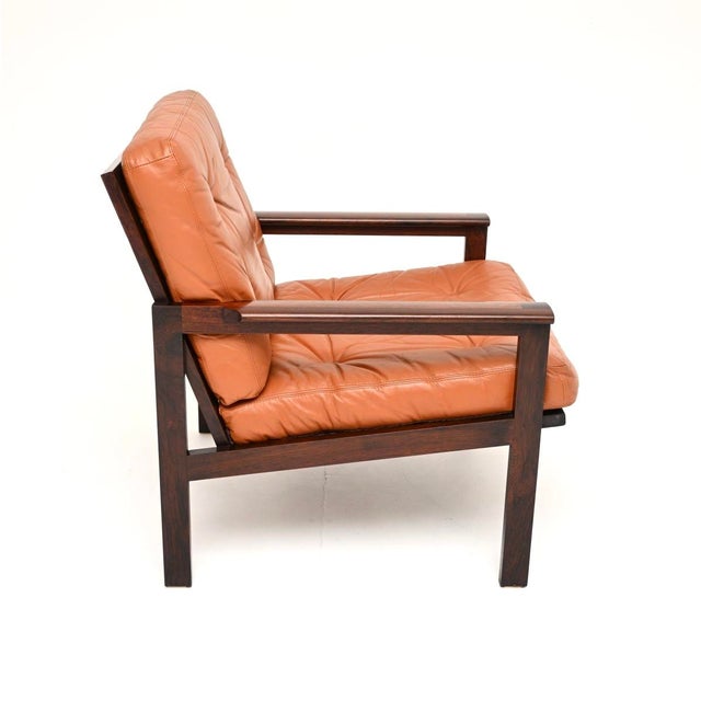 Mid-Century Modern Danish Capella Lounge Chair in Leather by Illum Wikkelso for Niels Eilersen, 1960 For Sale - Image 3 of 11