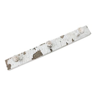 1920's Antique Rustic French Carved Coat/Hat Rack/Distressed White For Sale