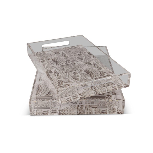 American Winterthur for Port 68 Pagoda Garden Mocha Large Tray, Set of 2 For Sale - Image 3 of 4