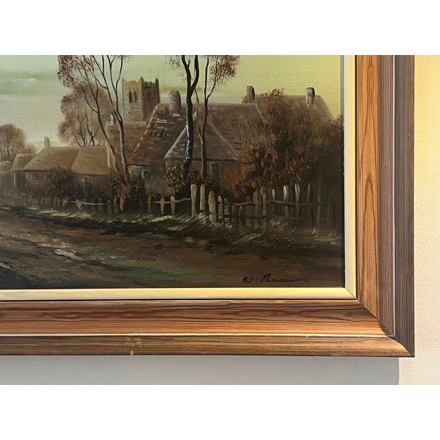 Winter Trees at Village in English Countryside by 20th Century British Artist 1985 Circa For Sale - Image 9 of 13