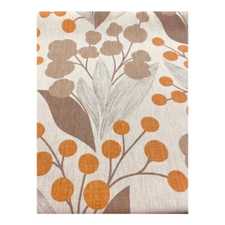 Kravet Capparis Spice Beige Taupe Orange Botanical Linen Water & Stain Resistant Upholstery Drapery Fabric For Sale