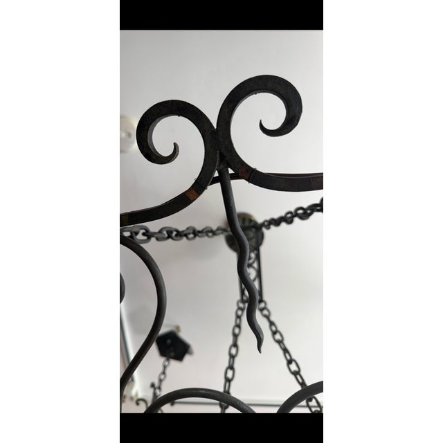 Antique French Wrought Iron Chandelier Circa 1920’s For Sale - Image 10 of 10