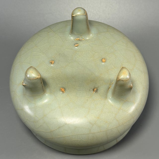 Blue Antique Chinese Longquan Celadon Tripod Censer For Sale - Image 8 of 8