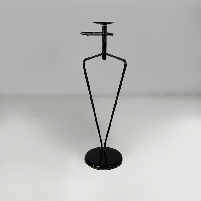 Italian Modern Coffee Table with Ashtray in Black Metal and Glass, 1980s For Sale - Image 4 of 18