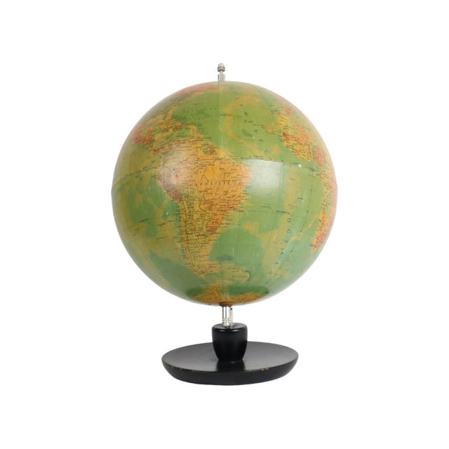 Wood Vintage Political Globe with Oak Base by Hermann Haack, 1970s For Sale - Image 7 of 11