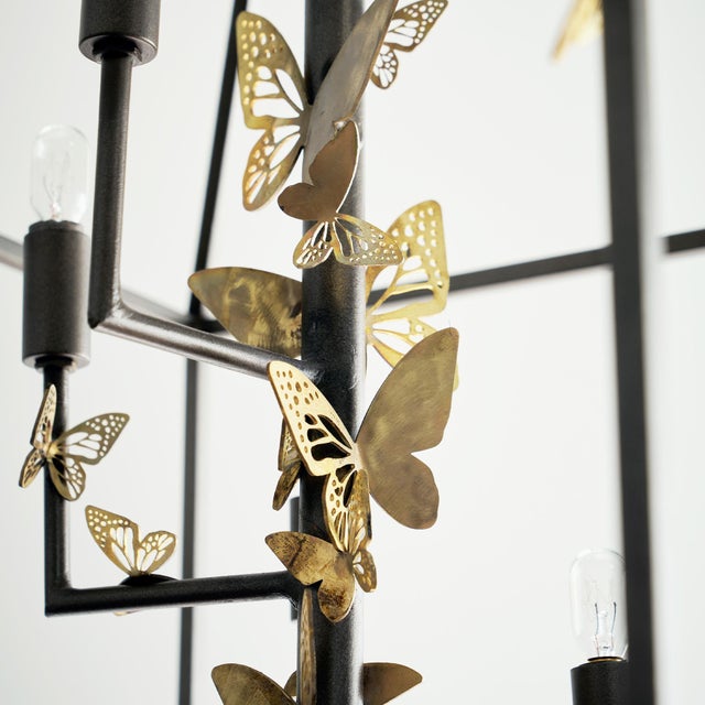 Not Yet Made - Made To Order Gold Rubbed Black Monarch Butterfly Lantern For Sale - Image 5 of 9