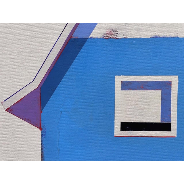 2020s Barn, Palette #5 by Justin Wheatley | Acrylic on Canvas Blue Barn With Pink Sky For Sale - Image 5 of 10