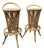 Mid 20th Century Italian Bamboo Rattan Tiki Style Barstools, a Pair, Attributed to Tito Angoli For Sale