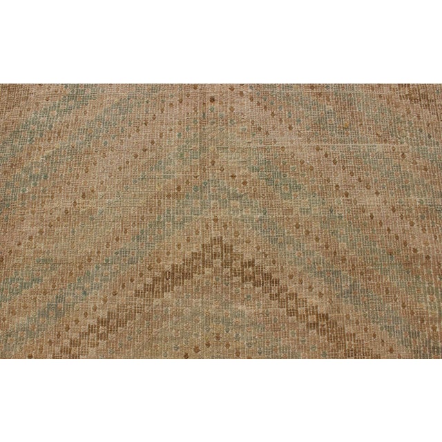 Textile Vintage Turkish Kilim in Faded Camel and Soft Aqua With Subtle Diamond Design For Sale - Image 7 of 12