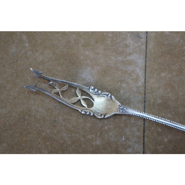 Antique Towle Sterling Silver Long Canterbury Olive Pickle Serving Fork For Sale - Image 9 of 10
