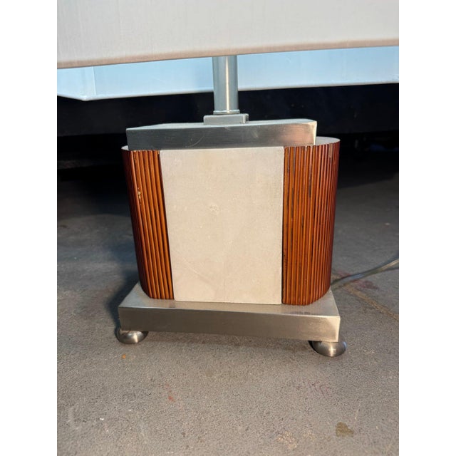 Mid-Century Modern Mid Century Modern (Mcm) Danish Teak & Chrome Table Lamp With Rectangular Shade For Sale - Image 3 of 3