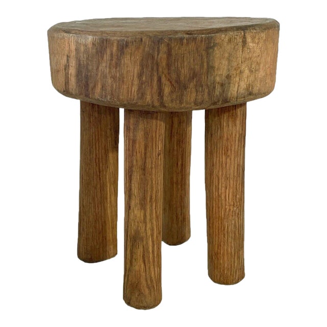 African Vintage Carved Wood Milk Stool Hehe Gogo People Tanzania 13" H For Sale