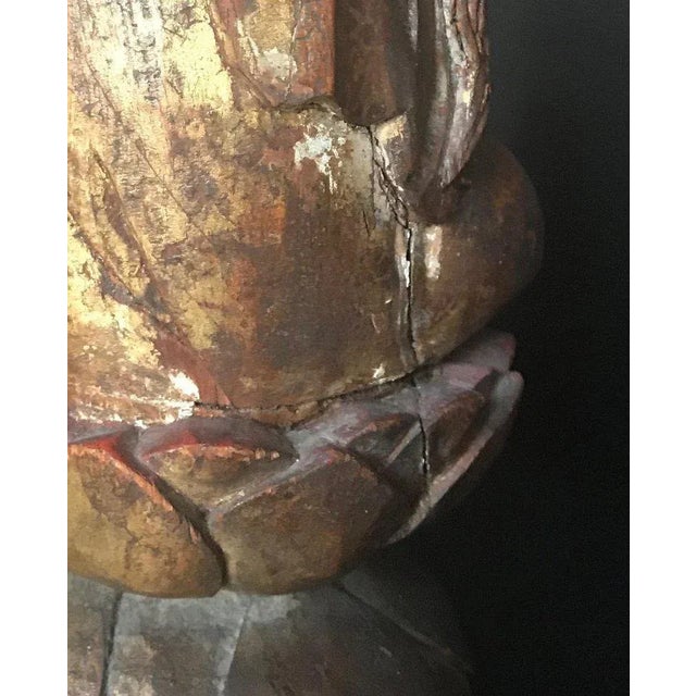 Mid 19th Century Antique Chinese Wood Carved Daoist Figurine For Sale - Image 11 of 13