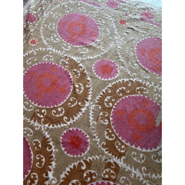 1960s 1960s Large Suzani Bedspread From Samarkand 7'10'' X 10'10'' For Sale - Image 5 of 8