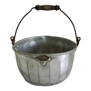 Vintage Galvanized Metal Pail With Wooden Handle