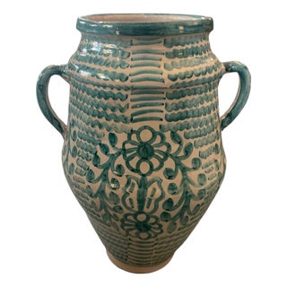 Hand-Painted Fes Pottery Urn - 21" For Sale