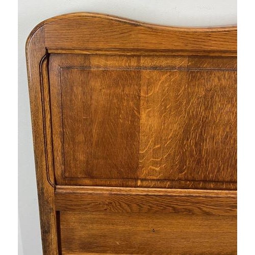 Vintage French Louis Style Oak Double Bed Frame with Carved Headboard For Sale - Image 10 of 16