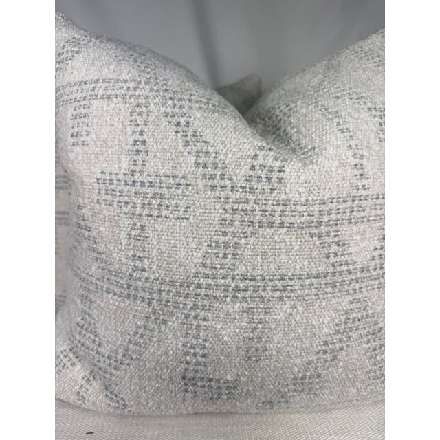 Transitional Holly Hunt “On the Fence” in Ice Water 22" Pillows-a Pair For Sale - Image 3 of 3