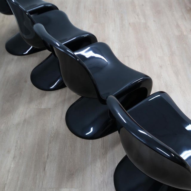 Black Panton Chairs by Verner Panton for Herman Miller / Vitra, 1960s, Set of 6 For Sale - Image 11 of 13
