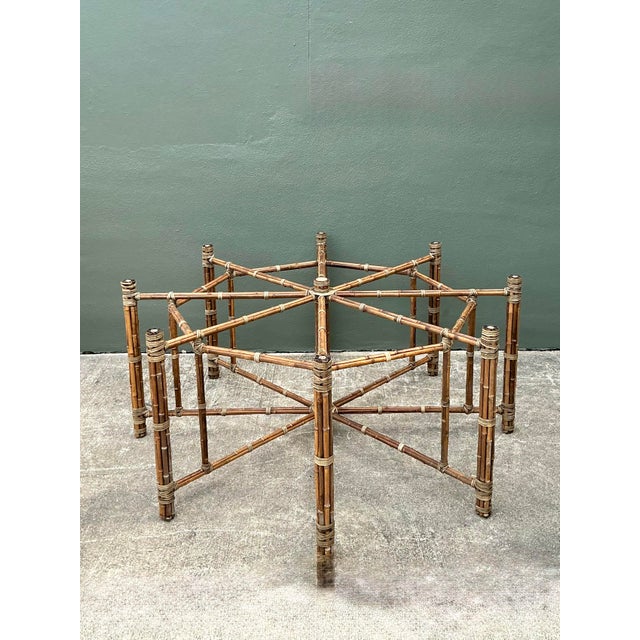 Late 20th Century Vintage Bundled Rattan Dining Table Pedestal After McGuire For Sale - Image 5 of 12