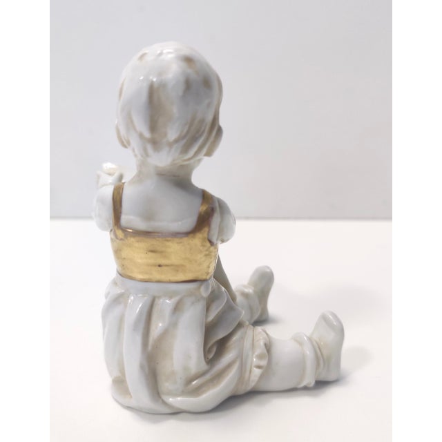 Metal Vintage Ceramic and Gold Decorative Figurine from Capodimonte, 1960s For Sale - Image 7 of 11