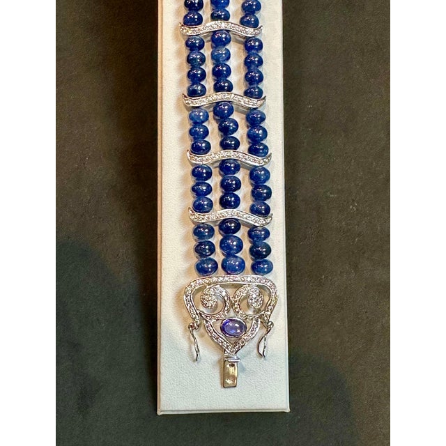 Blue GIA Certified Burma No Heat Natural Blue Sapphire Bead & Diamond Bracelet , 18kg For Sale - Image 8 of 18