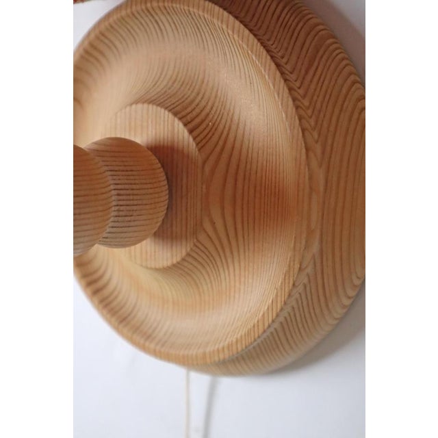 Brown Swedish Pinewood Wall Lamps with Floral Textile Shades, 1970s, Set of 2 For Sale - Image 8 of 18