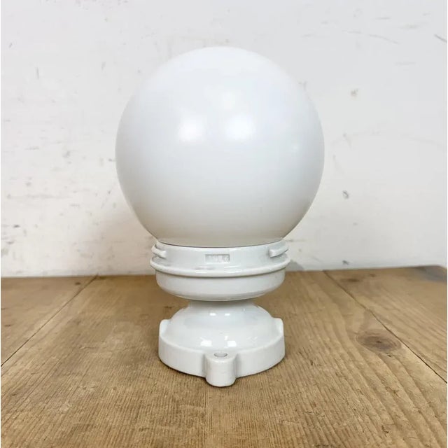 1960s Vintage Porcelain and Milk Glass Ceiling Light, 1960s For Sale - Image 5 of 16