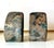 Vintage mid-century brutalist owl bookends feature a textured forged iron construction with a distressed verdigris and...