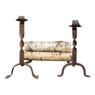 Antique Wrought Iron Andirons—A Pair For Sale