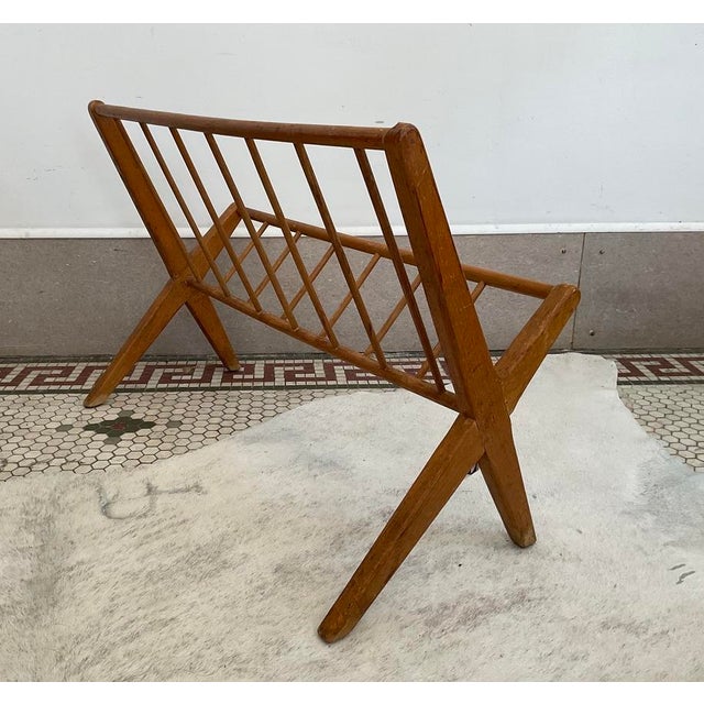 Mid 20th Century Mid 20th Century Danish Modern Spindle Wood Magazine Rack For Sale - Image 5 of 10