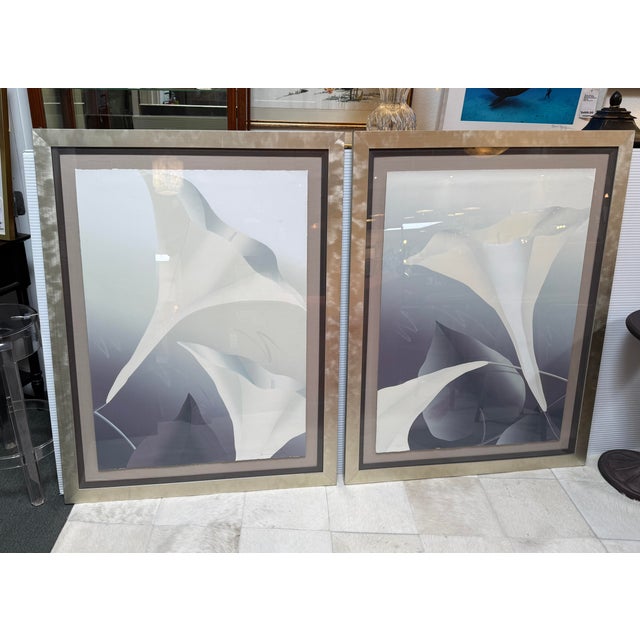 Metal Nancy Denison Harlequin Calla Lily Signed Serigraphs, Set of Two For Sale - Image 7 of 12