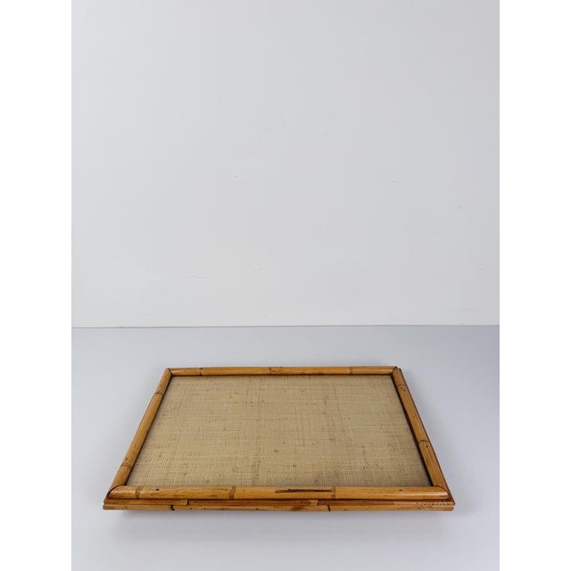 Italian Mid-Century Cane, Bamboo and Woven Rattan Tray Table with Glass Top, 1970s For Sale - Image 18 of 18