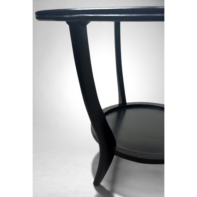 Mid 20th Century Paolo Buffa Style Black Ebonized Italian Art Deco Side Table Ground Glass Top For Sale - Image 11 of 18