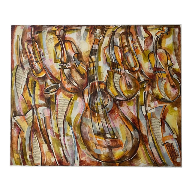 Tyka "Music Rain" Oil on Canvas For Sale
