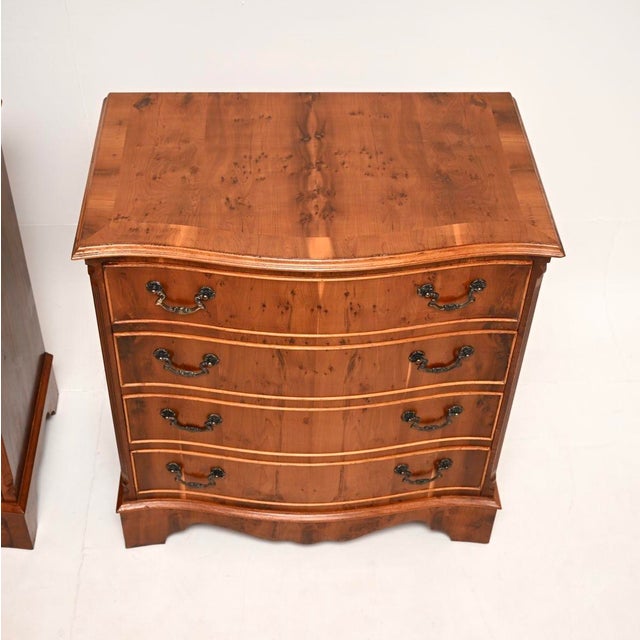 Wood Antique Georgian Style Yew Wood Chests of Drawers, 1930, Set of 2 For Sale - Image 7 of 11