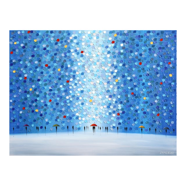 Whispers in Blue - Abstract Figurative Landscape Textured Impasto Oil Painting by Ekaterina Ermilkina For Sale