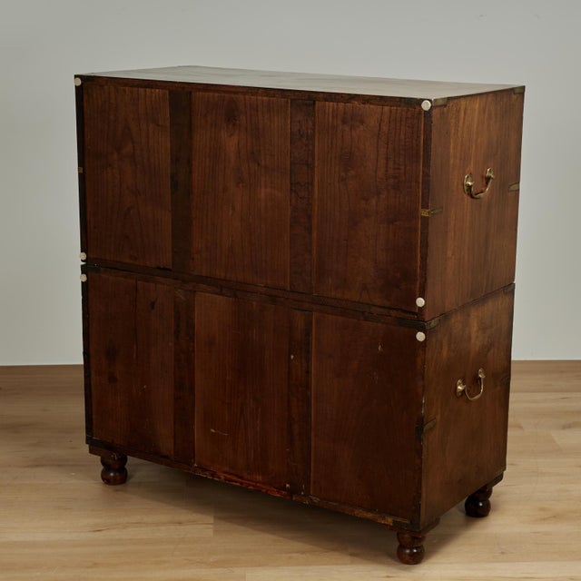 Antique British Colonial Campaign Chest of Drawers For Sale - Image 11 of 16