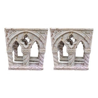 Spectacular Marble Mullioned Windows or Table Bases - H 76 Cm, Venice, Set of 2 For Sale