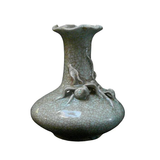 Chinese Celadon Crackle Ceramic Vase For Sale