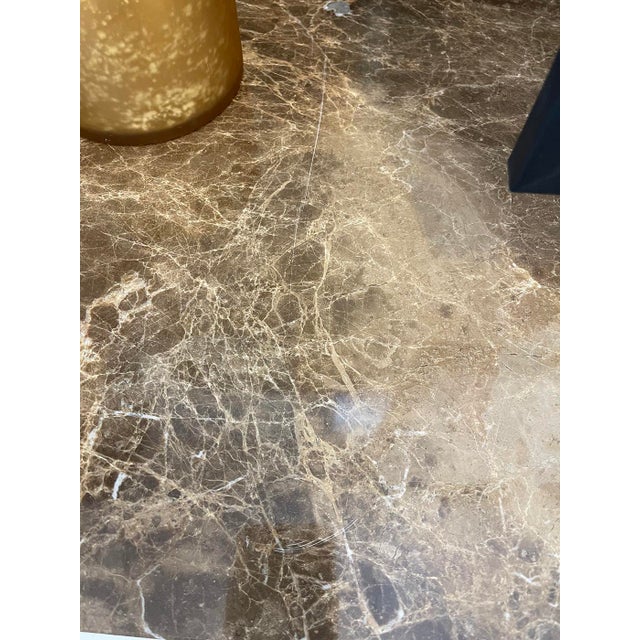 Wood 1990s Italian Style Giltwood Console Table With Marble Top, Carved Apron and Cabriole Legs For Sale - Image 7 of 7