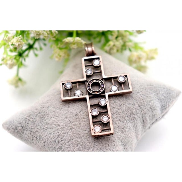 Vintage Silver Cross Pendant For Sale - Image 5 of 5