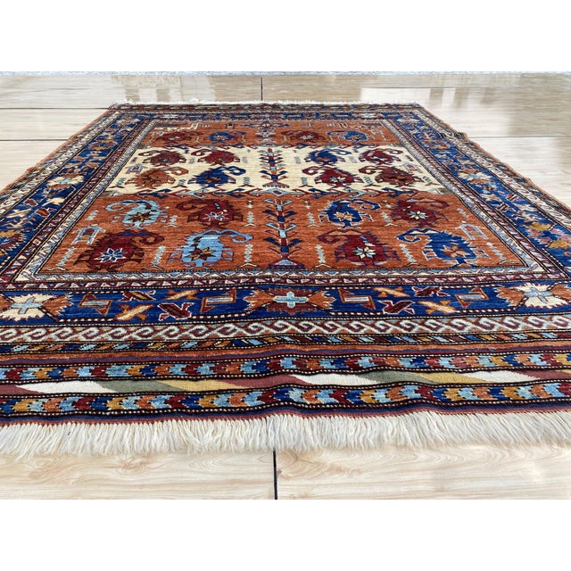 Rust Kazak Style Hand-Knotted Wool Area Rug For Sale - Image 4 of 13